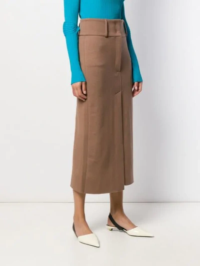 Shop Circus Hotel Front Slit High-waisted Skirt In Brown