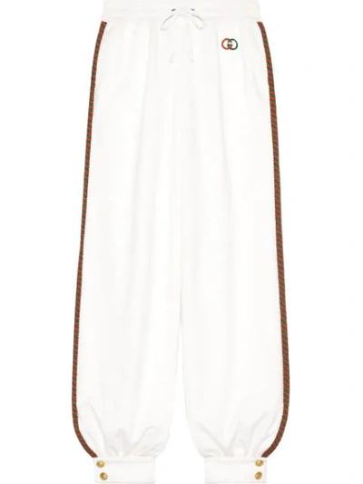 Shop Gucci Technical Jersey Jogging Pants In White