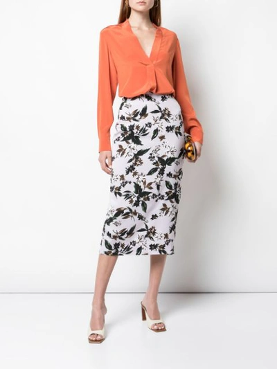 Shop Diane Von Furstenberg Floral-print Skirt In Purple