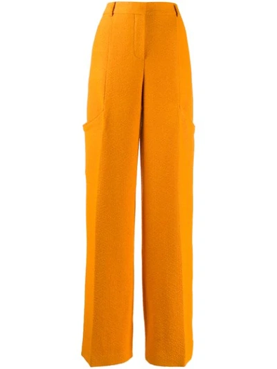 Shop Jacquemus Tailored Wide Leg Trousers In Orange