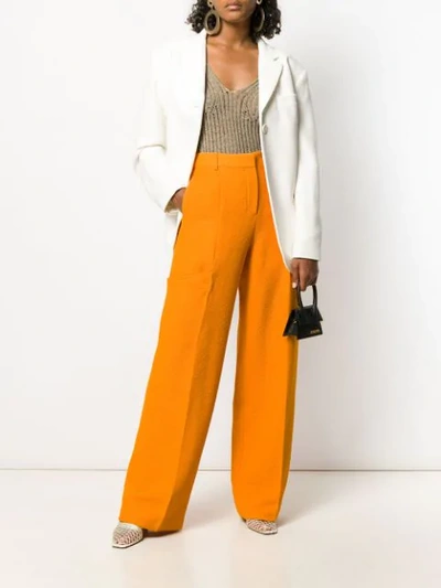 Shop Jacquemus Tailored Wide Leg Trousers In Orange