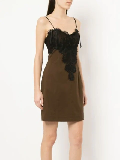 Shop We11 Done Lace Trim Slip Dress In Brown