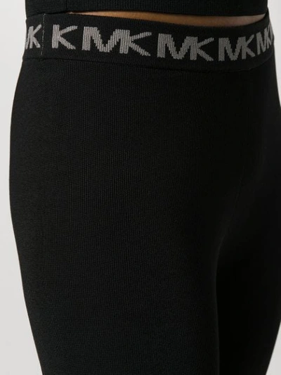 Shop Michael Michael Kors Logo Embroidered Leggingse In Black