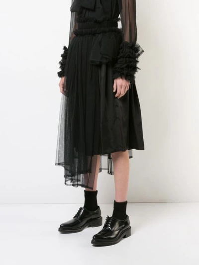 Shop Comme Des Garçons Asymmetric Tulle Skirt In Black