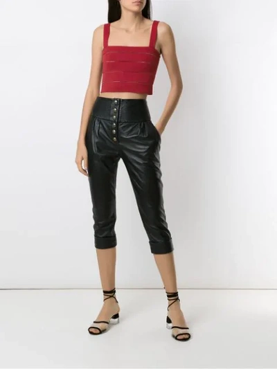 Shop Andrea Bogosian Leather Cropped Trousers In Black