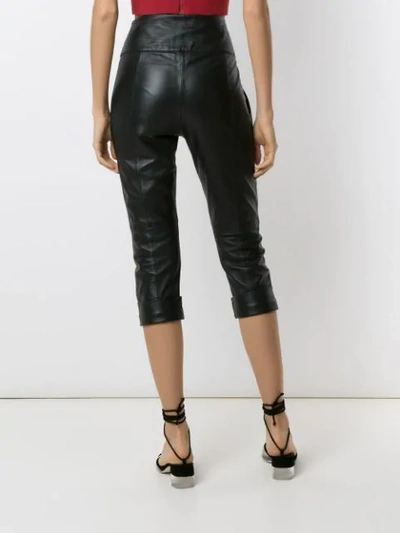 Shop Andrea Bogosian Leather Cropped Trousers In Black