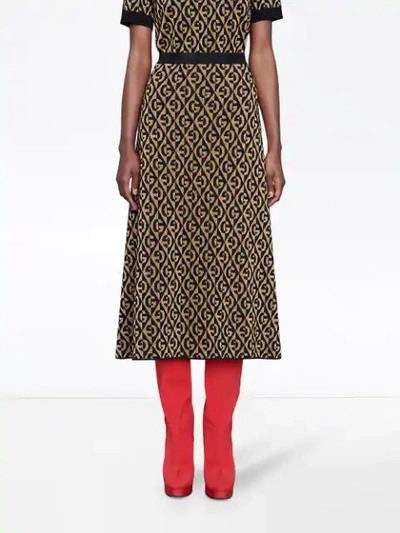 Shop Gucci G Rhombus Lamé Jacquard Skirt In Black