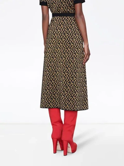 Shop Gucci G Rhombus Lamé Jacquard Skirt In Black