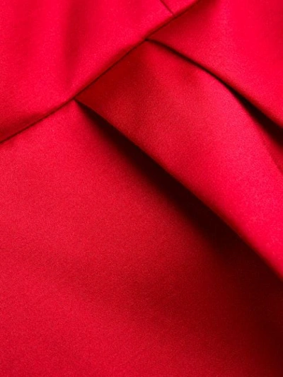MOSCHINO SATIN ROSE STRAPLESS DRESS - 红色
