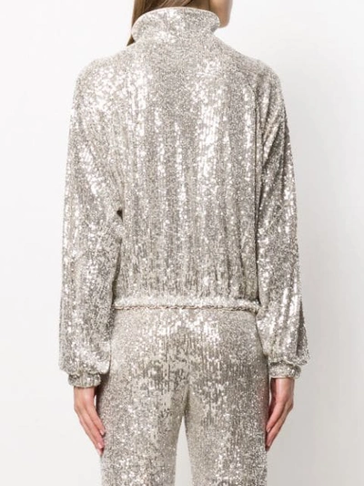 Shop Pinko Sequin-embellished Bomber Jacket In Silver