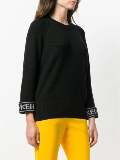 Shop Kenzo Ribbed Logo Cuff Sweater In Black