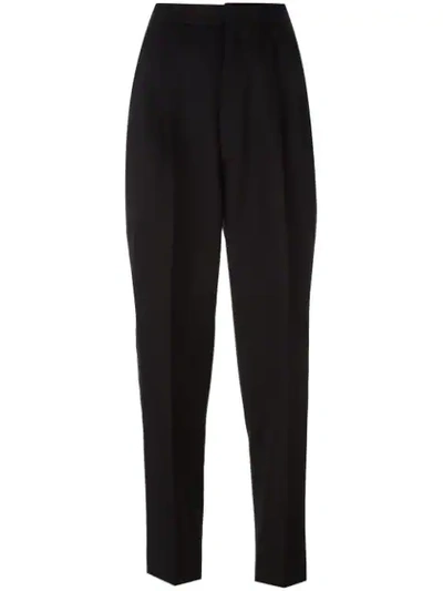 Shop Saint Laurent High Rise Tailored Trousers - Black