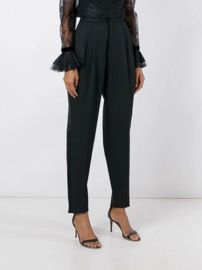 Shop Saint Laurent High Rise Tailored Trousers - Black
