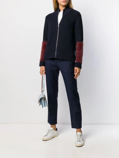 Shop Ps By Paul Smith Faux Fur Trimmed Jacket In Blue