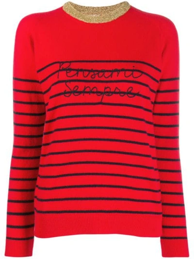 Shop Giada Benincasa Striped 'pensami Sempre' Jumper In Red