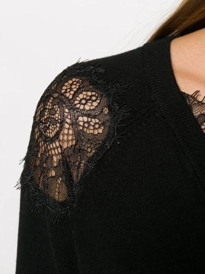 Shop Be Blumarine Distressed Lace-panel Mini Dress In Black