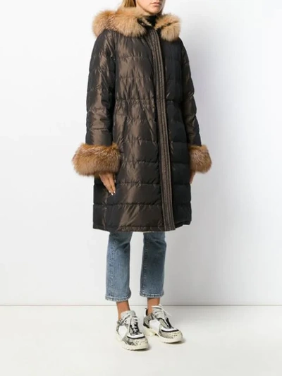 Shop Escada Reversible Quilted Coat In Brown