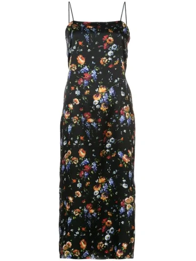 Shop Adam Lippes Floral-print Midi Cami Dress - Black