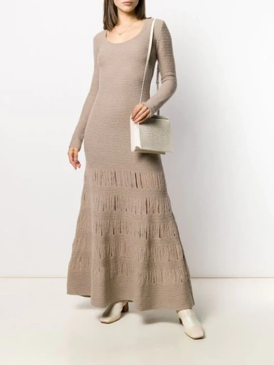 Shop Gabriela Hearst Textured-knit Flared Maxi Dress In Neutrals