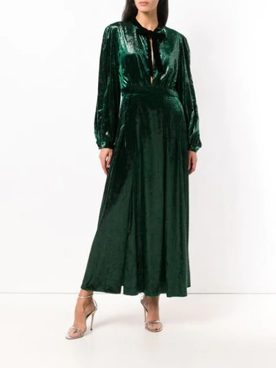 Shop Raquel Diniz Long Shinny Dress In Green