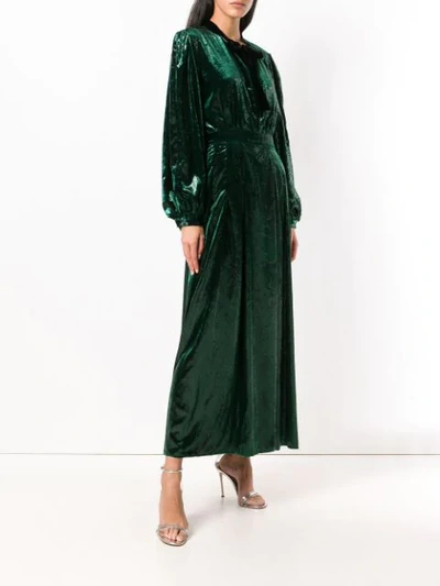 Shop Raquel Diniz Long Shinny Dress In Green