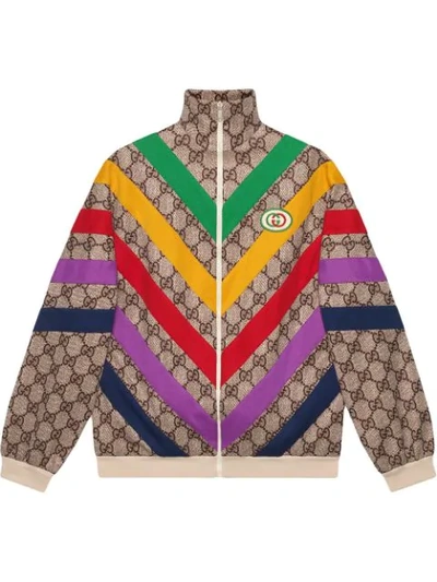Shop Gucci Gg Supreme Print Jacket In Neutrals