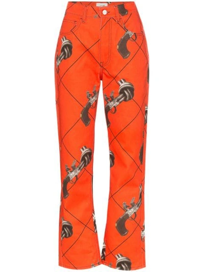 Shop Kirin Peggy Gou Guns Print Straight Jeans In Orange