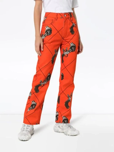 Shop Kirin Peggy Gou Guns Print Straight Jeans In Orange