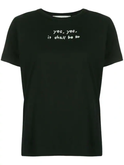 Shop Tu Es Mon Tresor Tu Es Mon Trésor Slogan Embellished T-shirt - Black