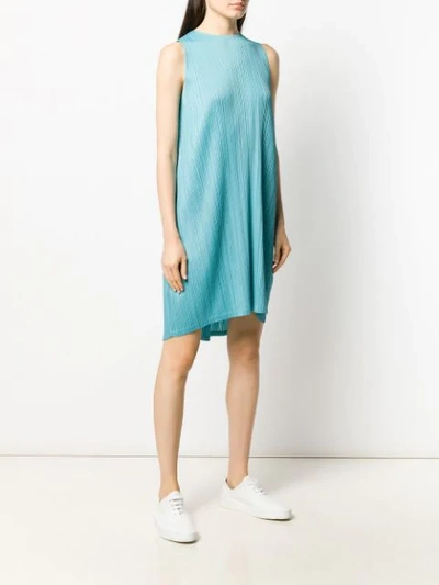 Shop Issey Miyake Sleeveless Pleated Dress In Blue