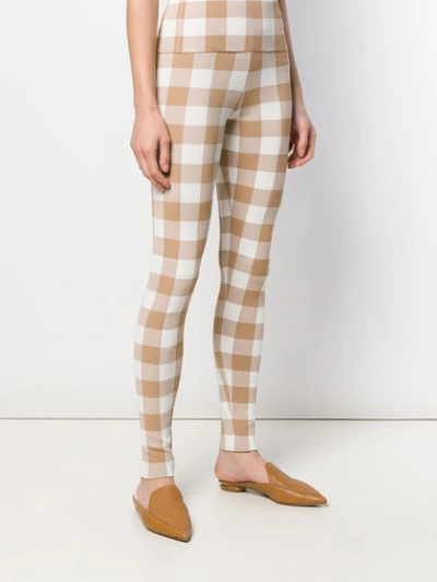 JIL SANDER GINGHAM CHECK LEGGINGS - 棕色