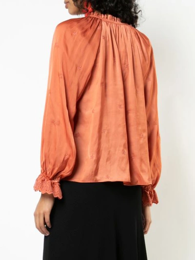 Shop Ulla Johnson Embroidered Blouse In Orange