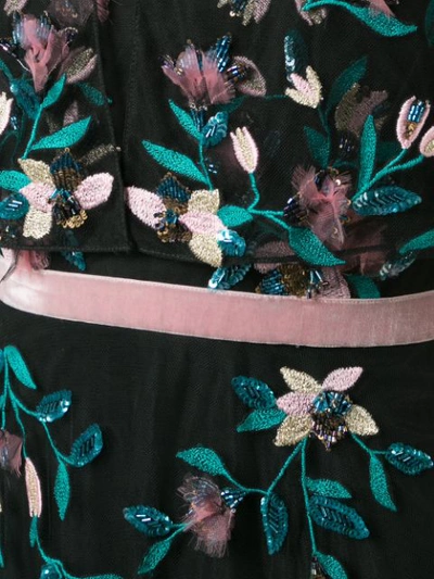 Shop Marchesa Notte Floral-embroidered Cape Gown - Black