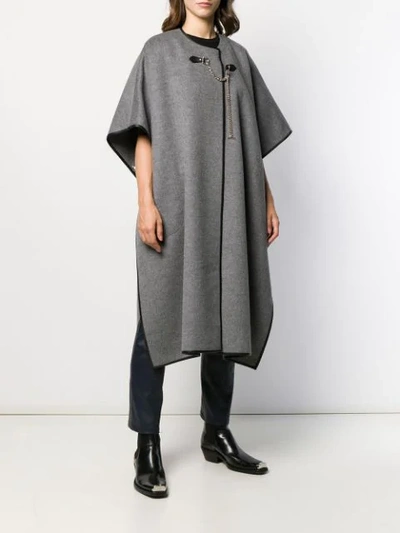 Shop Ferragamo Short-sleeved Cape Coat In Grey