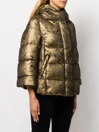 Shop Etro Paisley Padded Hooded Jacket In Gold