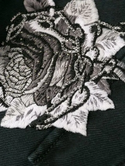 Shop Valentino Bead Embroidered Rose Field Jacket In K92 Denim Nero Multicolor