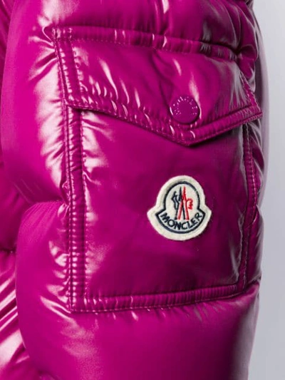 Shop Moncler Logo Patch Puffer Jacket In Purple