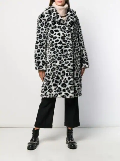 Shop Alberta Ferretti Leopard Pattern Coat In White