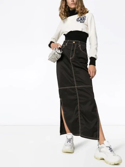 Shop Eytys Contrast Stitch Maxi Skirt In Black