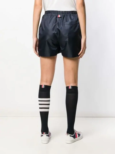 Shop Thom Browne Logo-patch Track Shorts In Blue