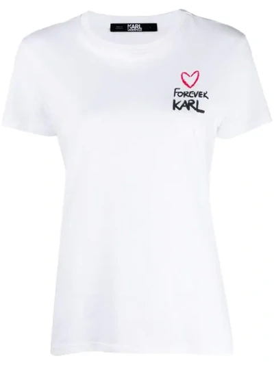Shop Karl Lagerfeld Forever Karl T-shirt In White
