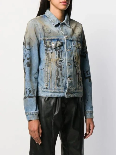 Shop Off-white Jeansjacke Im Distressed-look In Blue