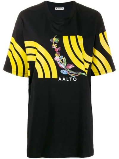 Shop Aalto Printed Cotton T-shirt In Black