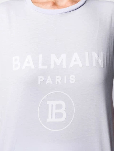 Shop Balmain Logo Printed T In Purple