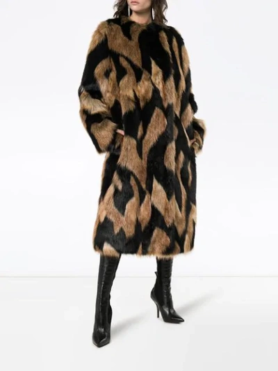 Shop Givenchy Faux Fur Coat - Brown