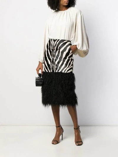 Shop Saint Laurent Zebra-print Skirt In Black