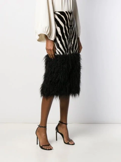 Shop Saint Laurent Zebra-print Skirt In Black