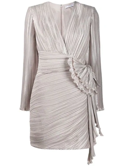 Shop Givenchy Draped Detail Pleated Dress In Neutrals