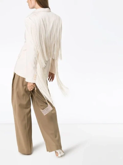 Shop Stella Mccartney Fringe-trimmed Blazer In White