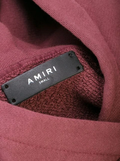 Shop Amiri College Logo Embroidered Hoodie In Red ,black